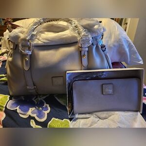 Dooney and Bourke Florentine Satchel and Matching Wallet - Ecru